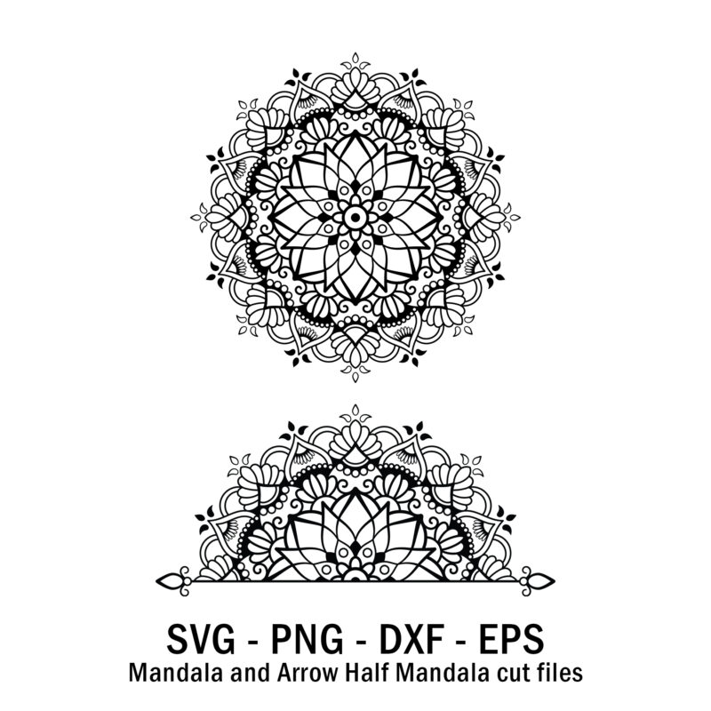 Mandala and Arrow Half Mandala cut files