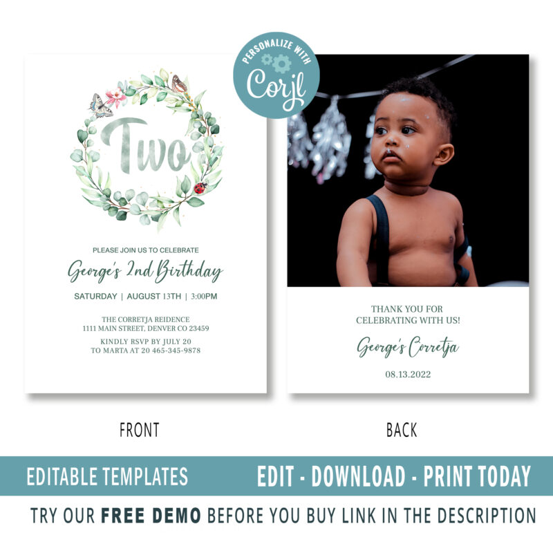 Editable 2nd Birthday invitation