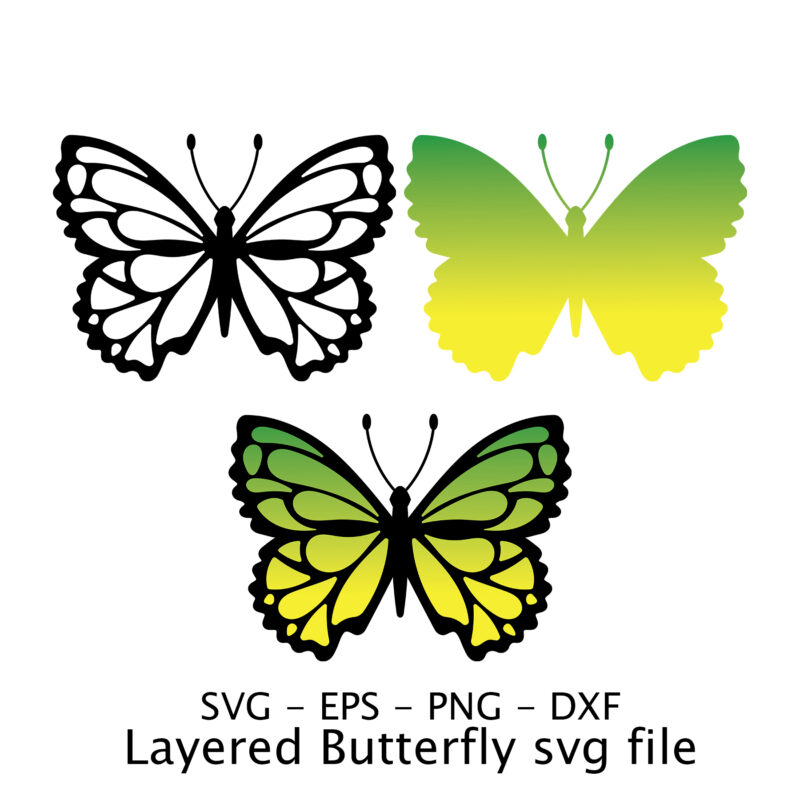 Layered Butterfly svg file.