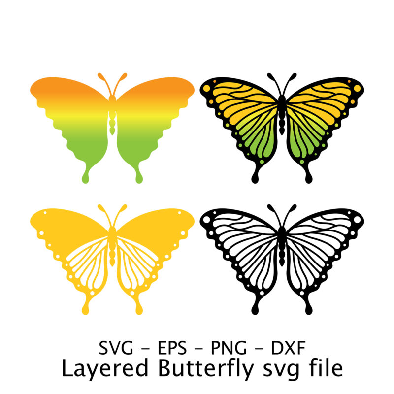 Layered Butterfly svg file.