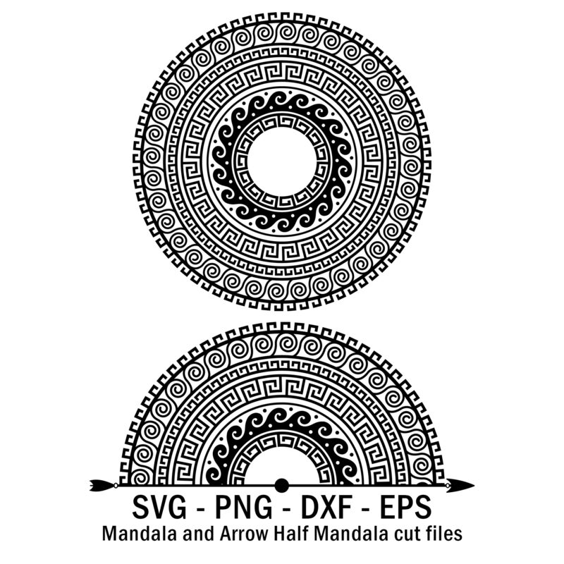 Mandala and Arrow Half Mandala cut files.