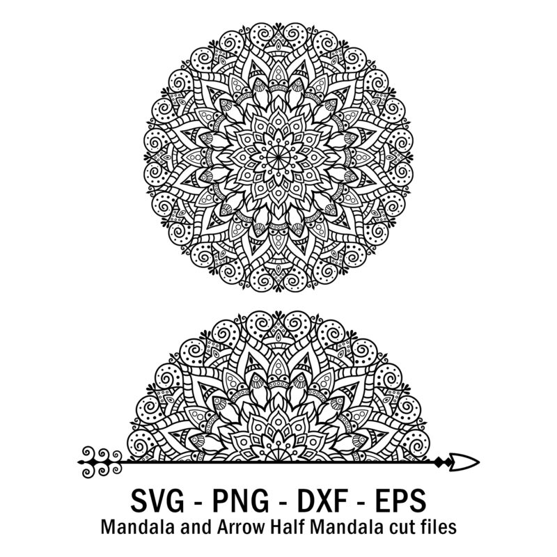 Mandala and Arrow Half Mandala cut files.