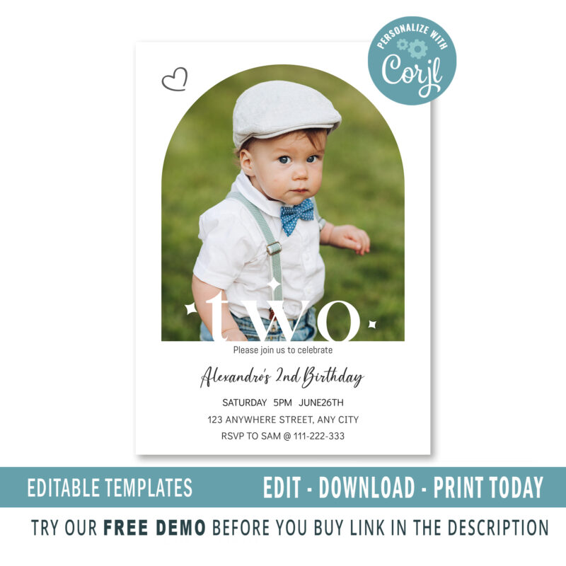 Editable 2nd Birthday invitation