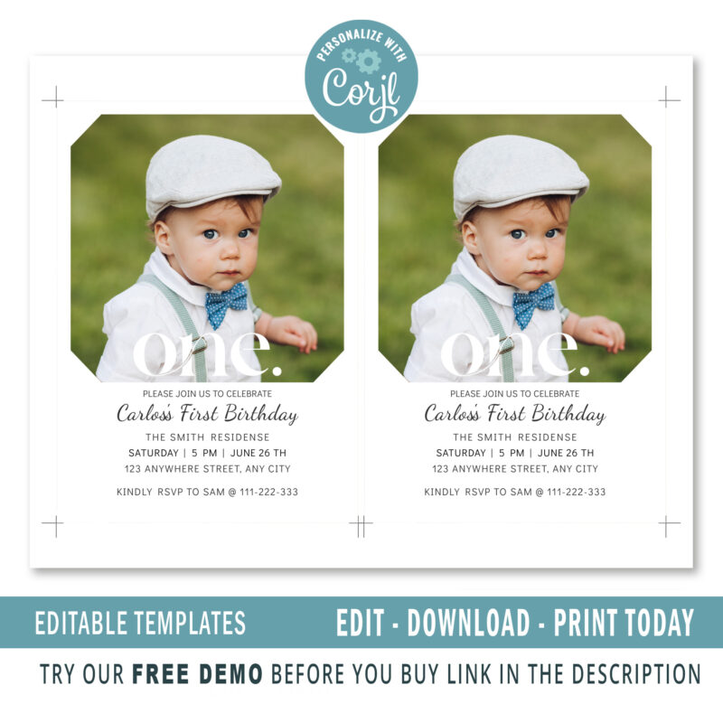 Editable 1st Birthday invitation - Image 2