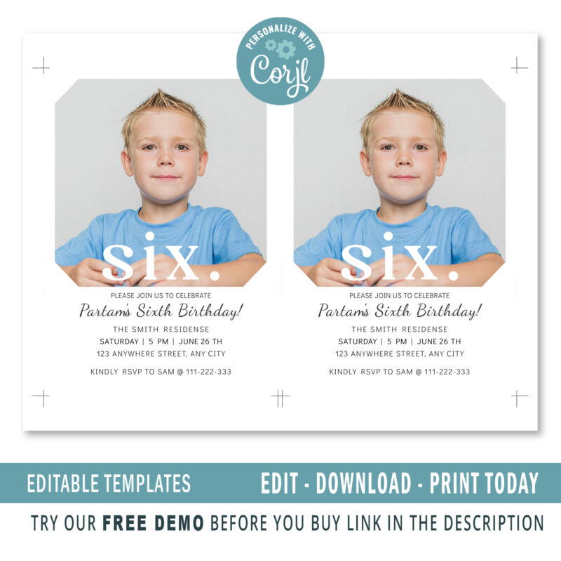 Editable sixth birthday invitation - Image 2