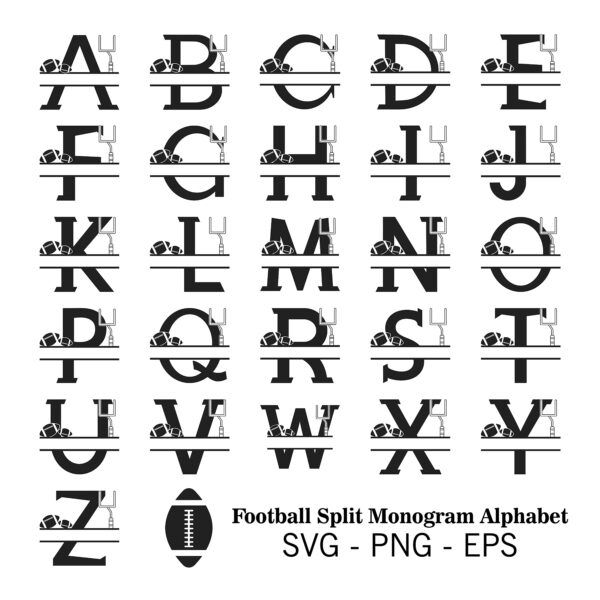 Football Split Monogram Alphabet SVG