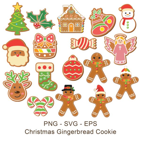 Christmas Gingerbread Cookie Clipart Set