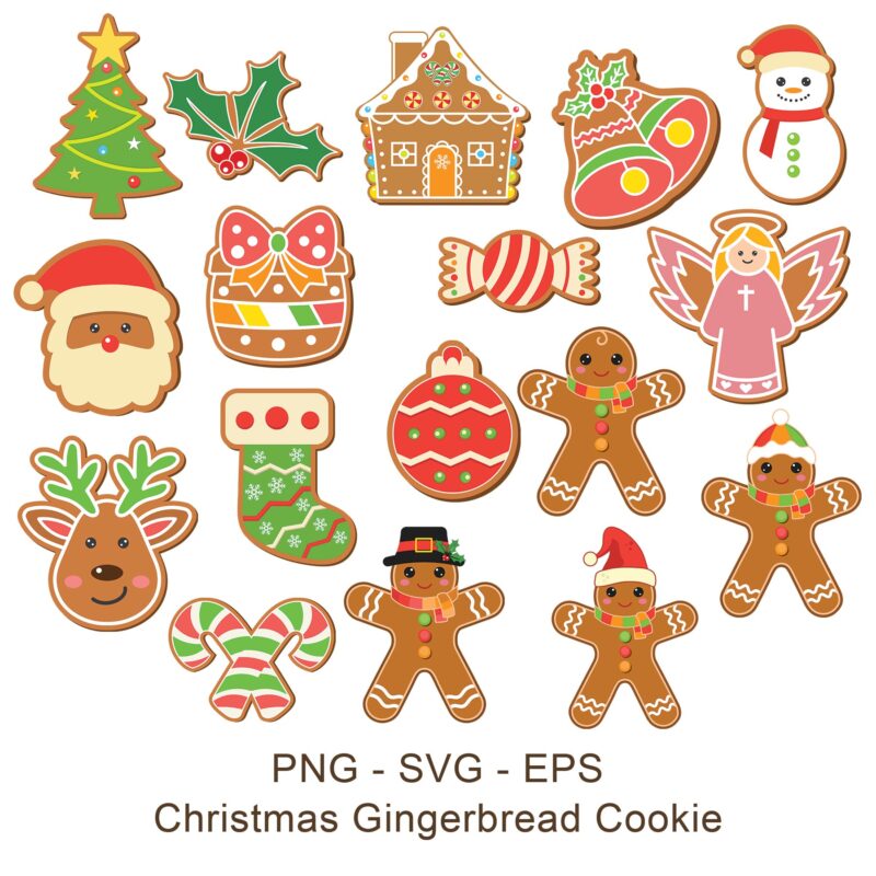 Christmas Gingerbread Cookie Clipart Set