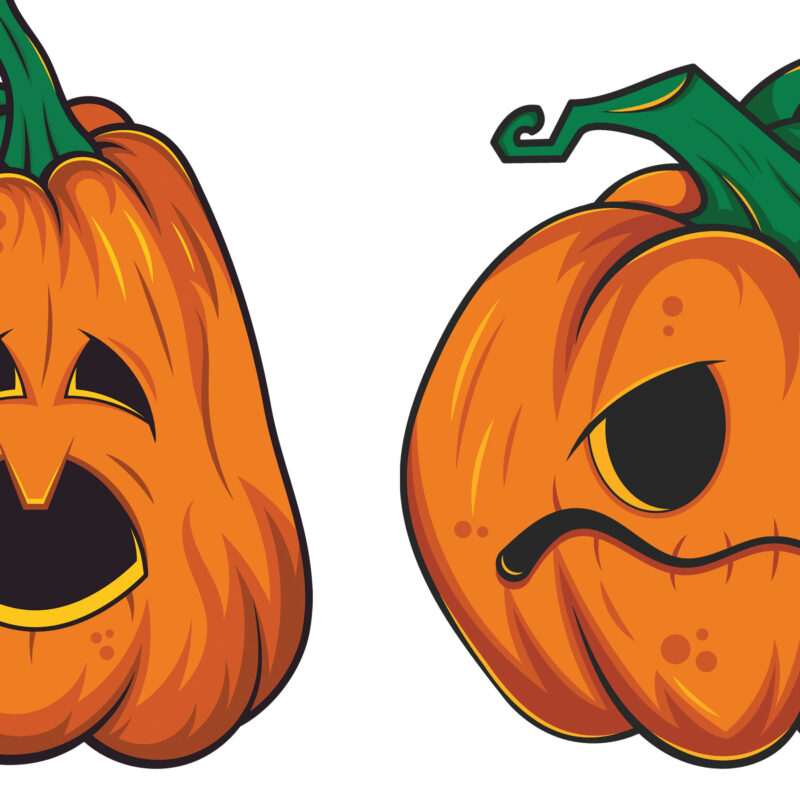 A Halloween Pumpkin SVG bundle featuring three spooky and scary Jack O' Lanterns with cartoon faces, perfect for Halloween crafts and decorations