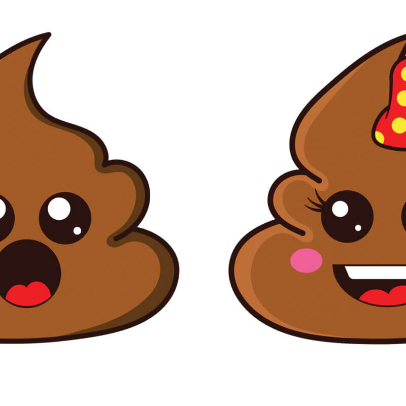 A Funny Poop Emoji SVG bundle featuring a collection of cute cartoon poo characters with various expressions, including one holding hands with a toilet paper rol