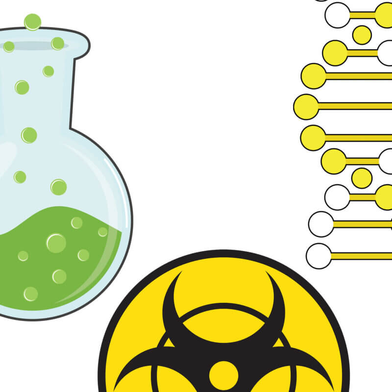 A Science Lab SVG bundle featuring a large collection of colorful cartoon clipart, including scientists, microscopes, chemistry beakers, and atoms, perfect for teacher resources and classroom decorations