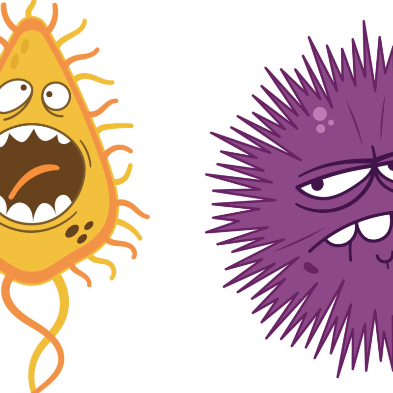 Collection of Cartoon Virus, Bacteria, and Germ Characters with Funny Faces
