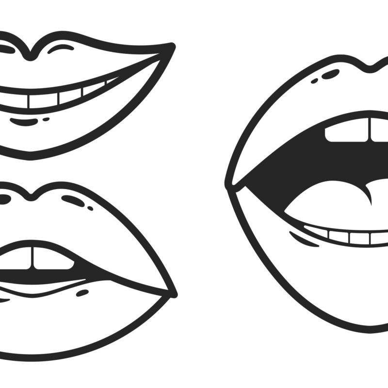 Hand-Drawn Lips PNG Set, Doodle Mouth Illustrations, Black and White Vector Graphics, Sexy & Cute Expressions for Stickers and Decals