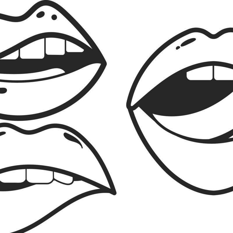 Hand-Drawn Lips PNG Set, Doodle Mouth Illustrations, Black and White Vector Graphics, Sexy & Cute Expressions for Stickers and Decals