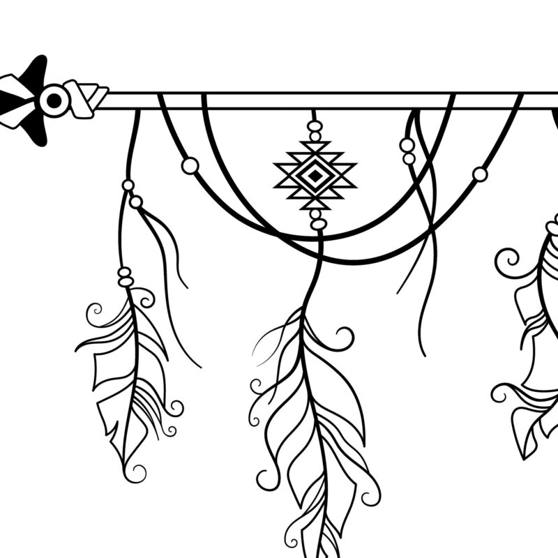 Boho Arrow SVG with Feathers, Aztec-Inspired Clipart, Bohemian Vector Graphic, Cricut Cut File for T-Shirt, Spiritual Tattoo Design
