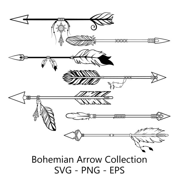Bohemian Arrow Collection with Feathers and Beads