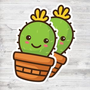 Cute Cactus Sticker for Laptops & Water Bottles | Kawaii Plant Decal