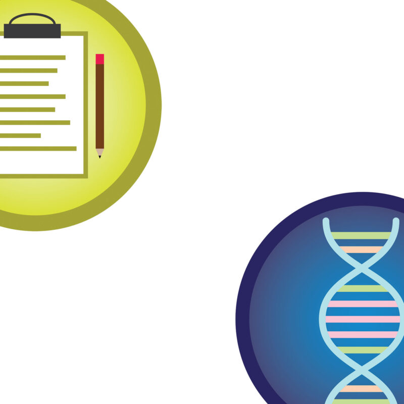 A grid of 20 colorful, circular science lab clipart icons. Text below reads: "20 Science Lab clipart bundle, PNG - SVG - EPS". The icons include a microscope, DNA helix, atom, test tubes, and a biohazard symbol.